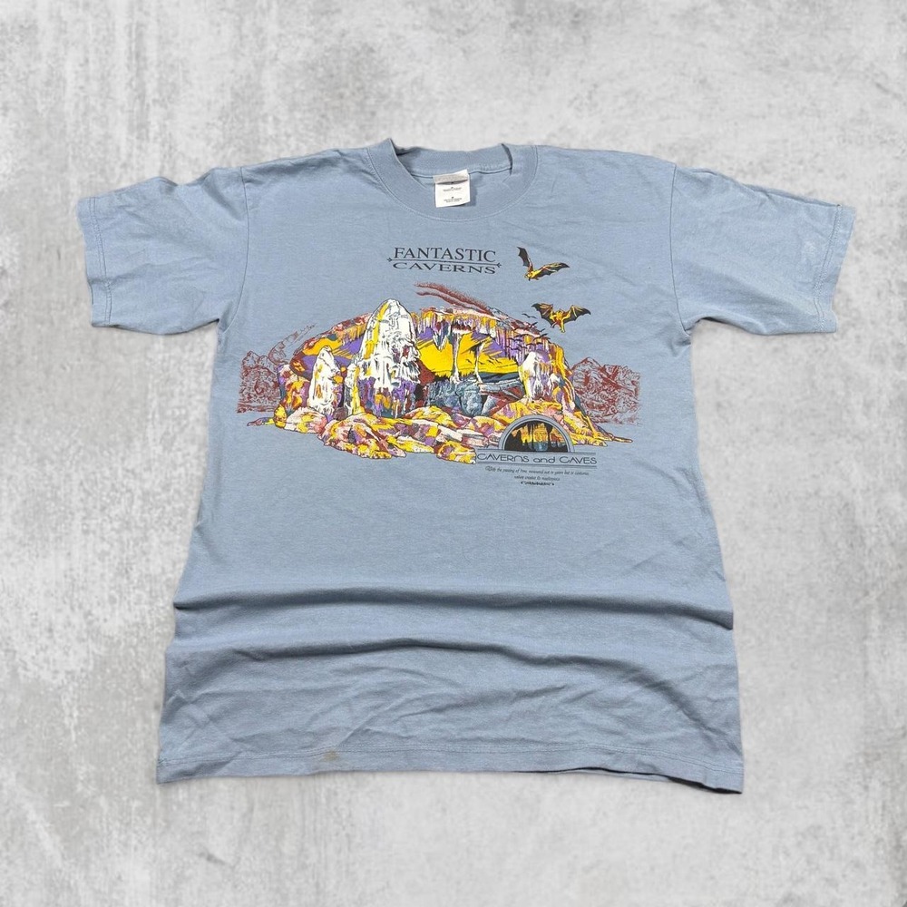 Fantastic Caverns Missouri Graphic T-Shirt Mens Medium Blue Gildan Ultra Cotton